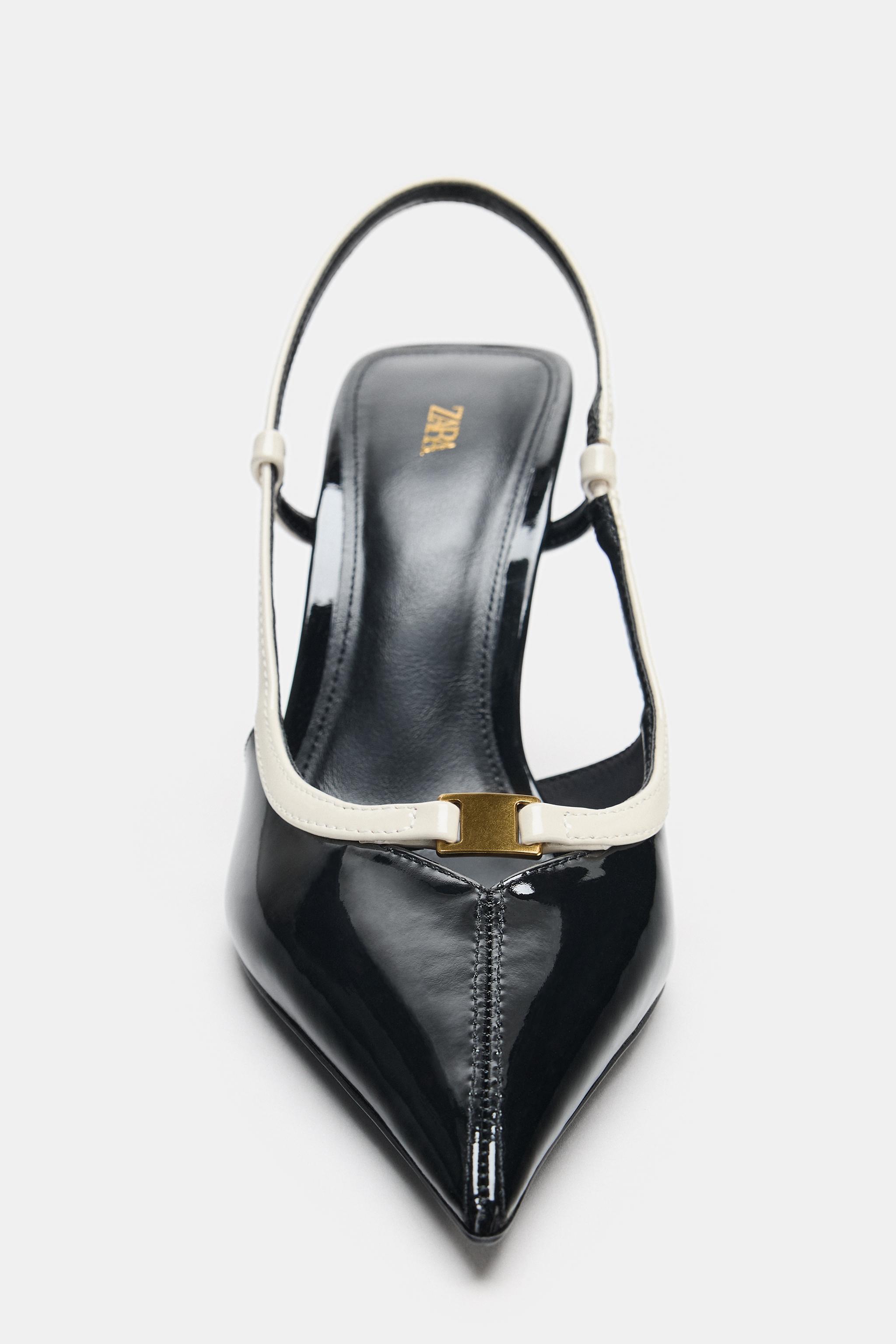 PATENT EFFECT SLINGBACK SHOES