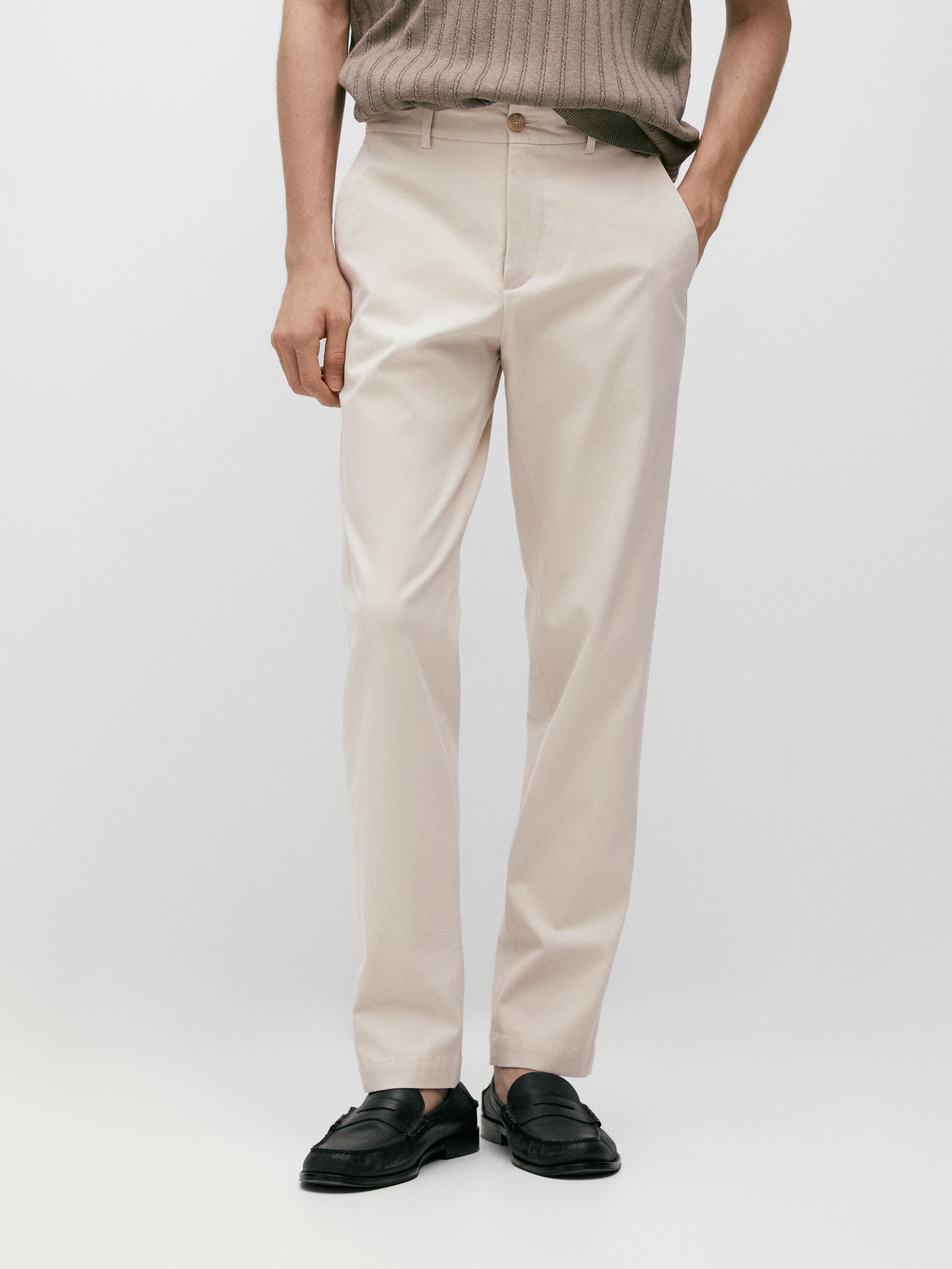 Cotton blend tapered fit trousers