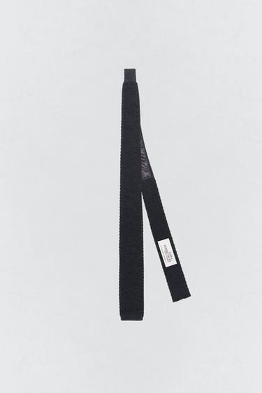 Soshiotsuki x ZARA 100% WOOL KNITTED TIE - Grey by Zara