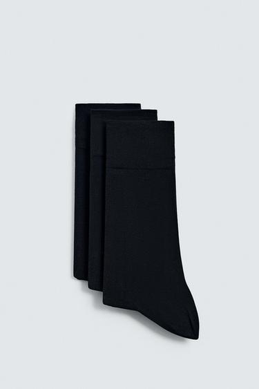 Zara THREE-PACK OF MERCERIZED SOCKS - Navy blue