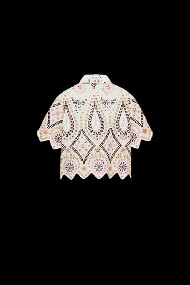 CAMISA MANGA CORTA BORDADOS PERFORADOS - Multicolor de Zara