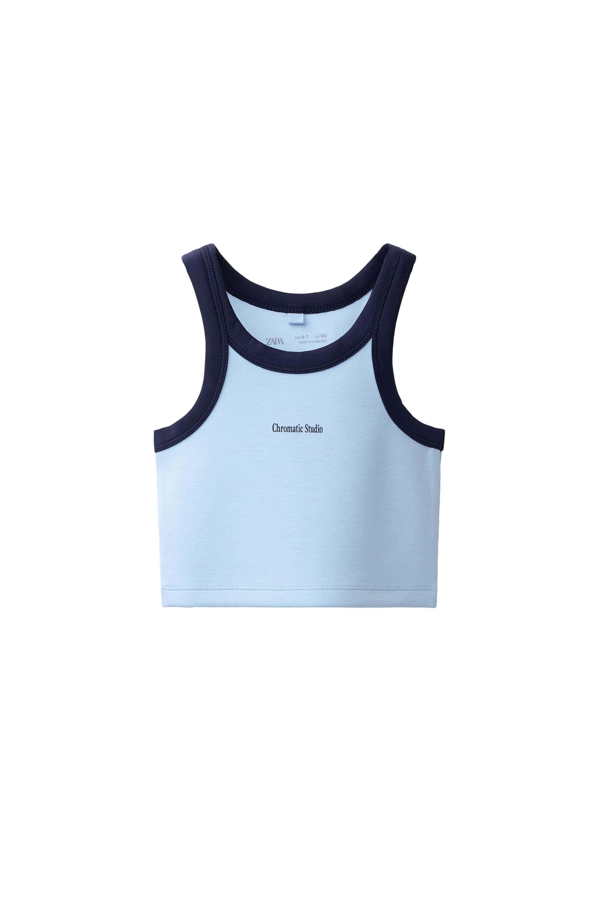 TOP CROPPED CON MODAL - Celeste | ZARA España