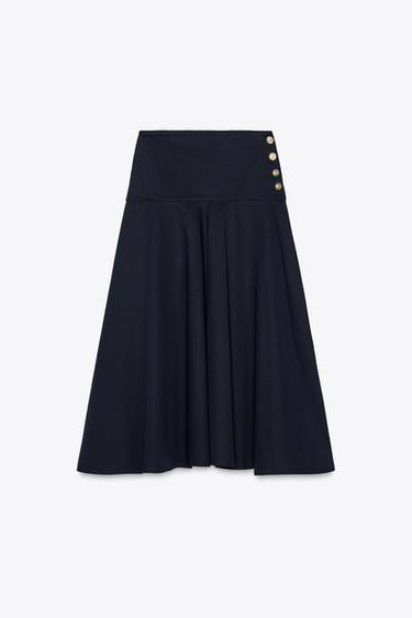 ZW COLLECTION CUMMERBUND BUTTON SKIRT - Navy blue by Zara - Image 2