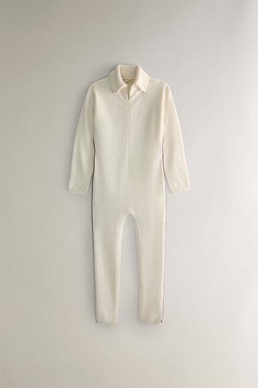CASHMERE JUMPSUIT WITH SIDE STRIPE - Light beige by Zara - Image 0