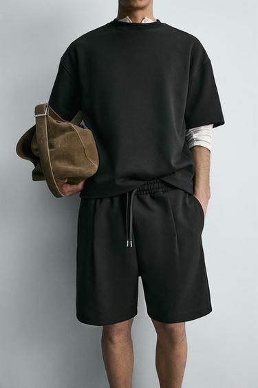 LABELLED JOGGER BERMUDA SHORTS - Black by Zara - Image 4