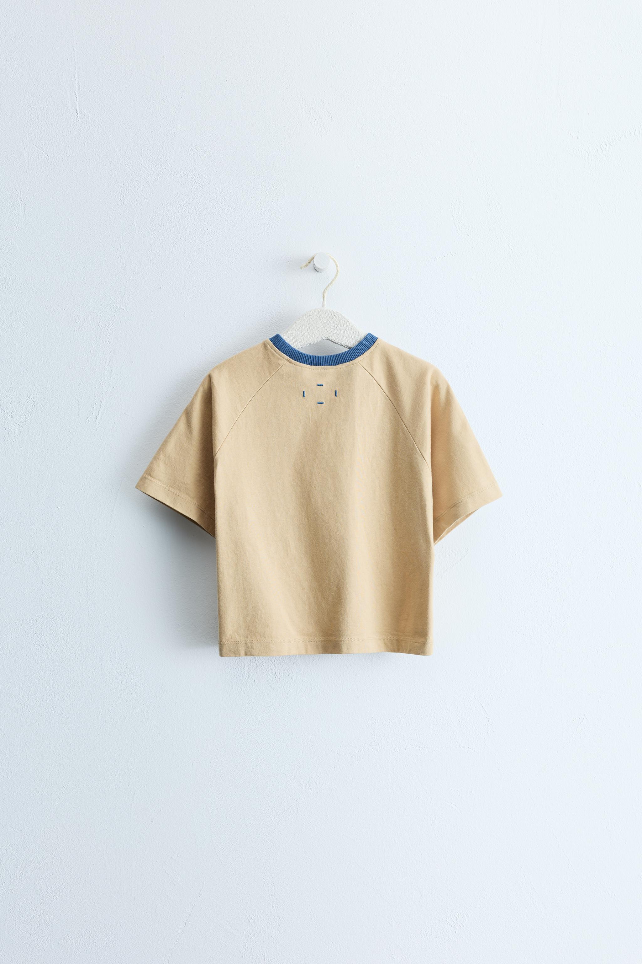 ZARA TIMELESS - CONTRAST PIPING T-SHIRT — Khaki