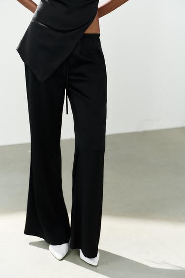 SATINHOSE MIT TUNNELZUG - Schwarz von Zara