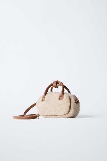 BOWLING SHEEPSKIN CROSSBODY BAG - Ecru White by Zara - Image 1