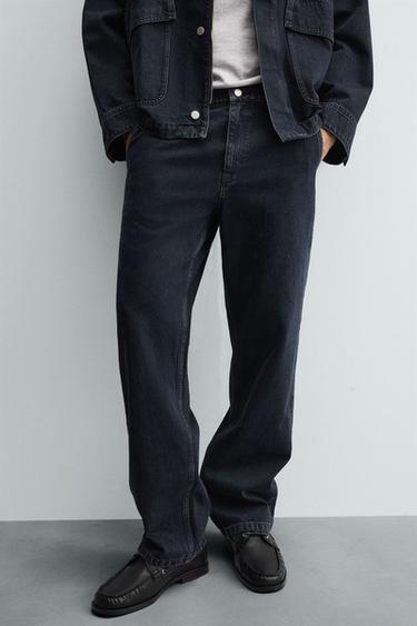 Zara DENIM CHINO PANTS - Dark navy