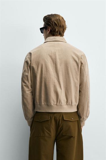 BLOUSON REGULAR FIT EN COTON LAVÉ - Marron clair de Zara - Image 2
