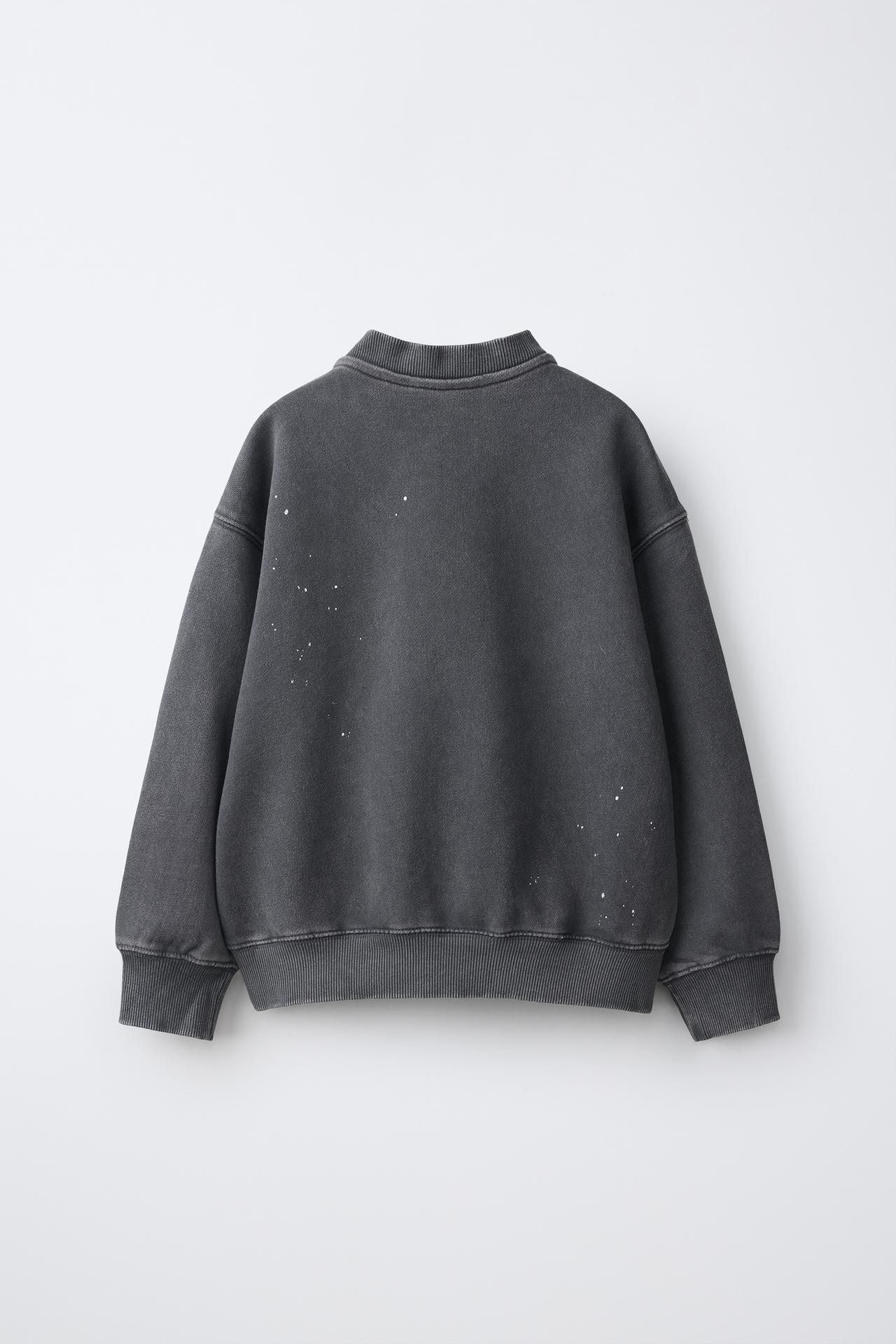 PAINT-EFFECT WASHED SWEATSHIRT — Anthracite grey