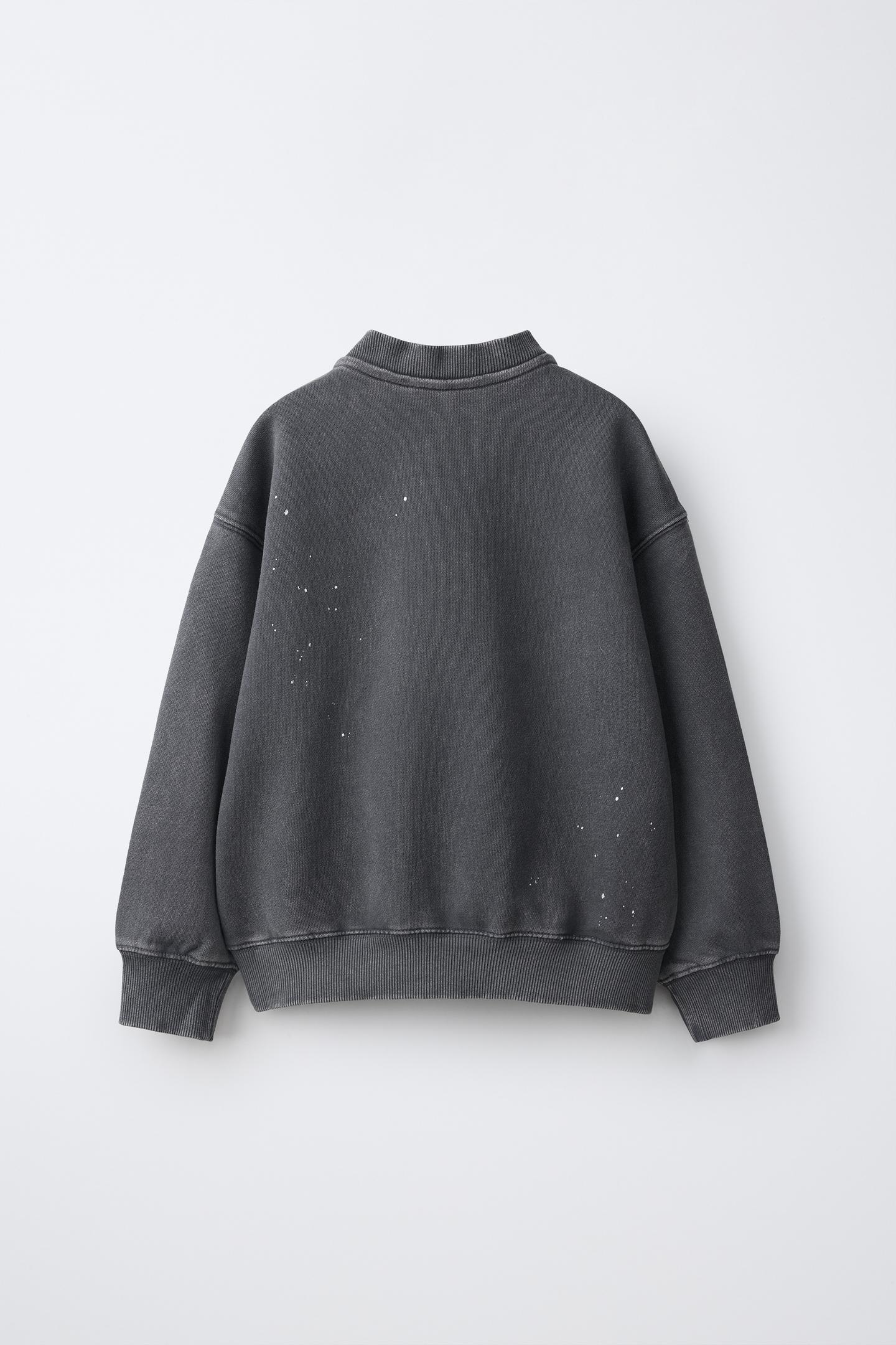 Детская толстовка Zara Paint-Effect Washed, цвет: Антрацитовый серый — фото 2