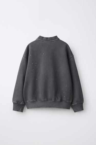 PAINT-EFFECT WASHED SWEATSHIRT — Anthracite grey 2