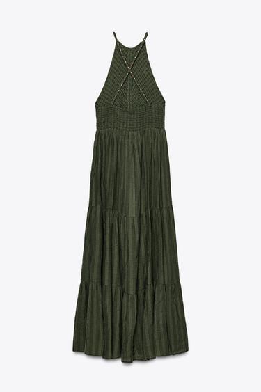 ROBE HALTER BRETELLES FANTAISIE - Kaki de Zara - Image 6