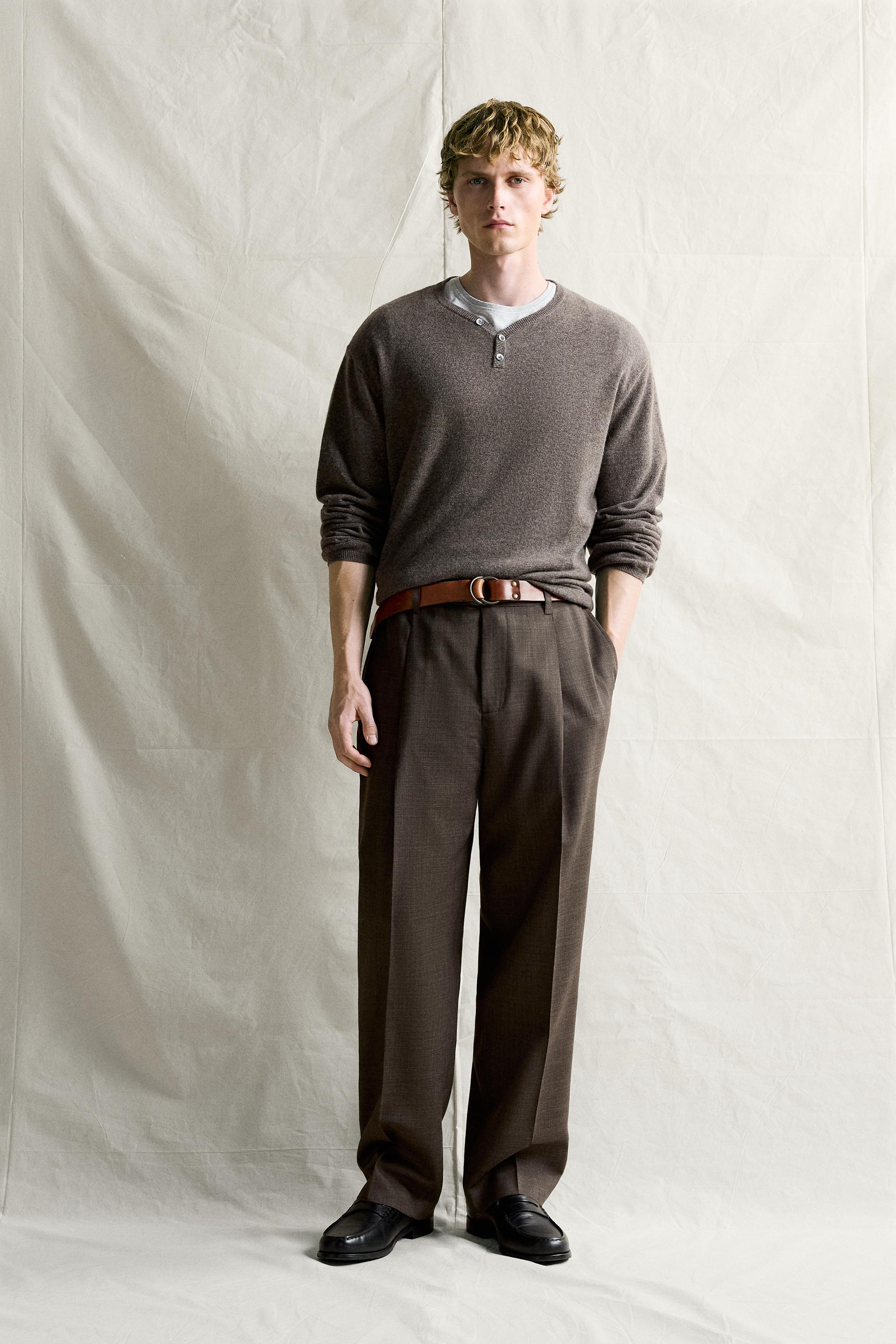 WOOL-CASHMERE MOCK-NECK POLO SWEATER