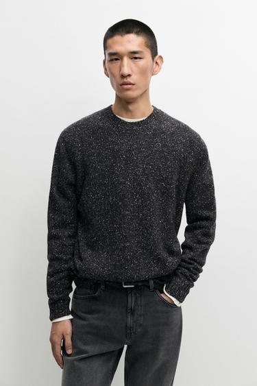 Flecked wool-blend knit sweater — Anthracite Gray 2