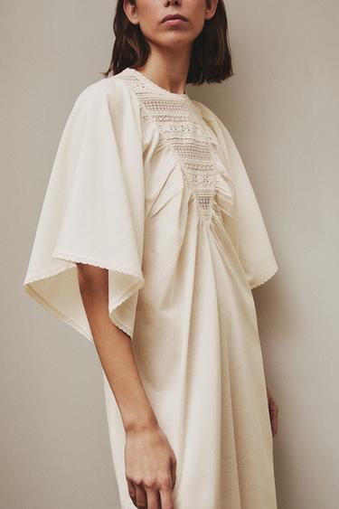 CHEMISE DE NUIT MANCHES DENTELLE - Écru de Zara - Image 4