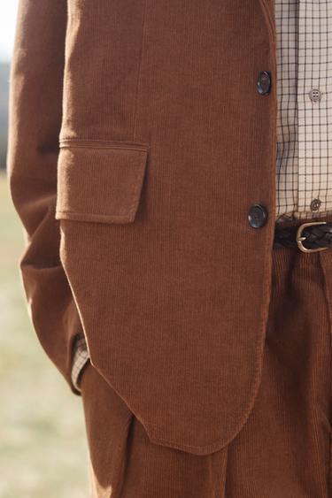 LIMITED EDITION RELAXED FIT CORDUROY SUIT BLAZER - Brown by Zara - Image 4