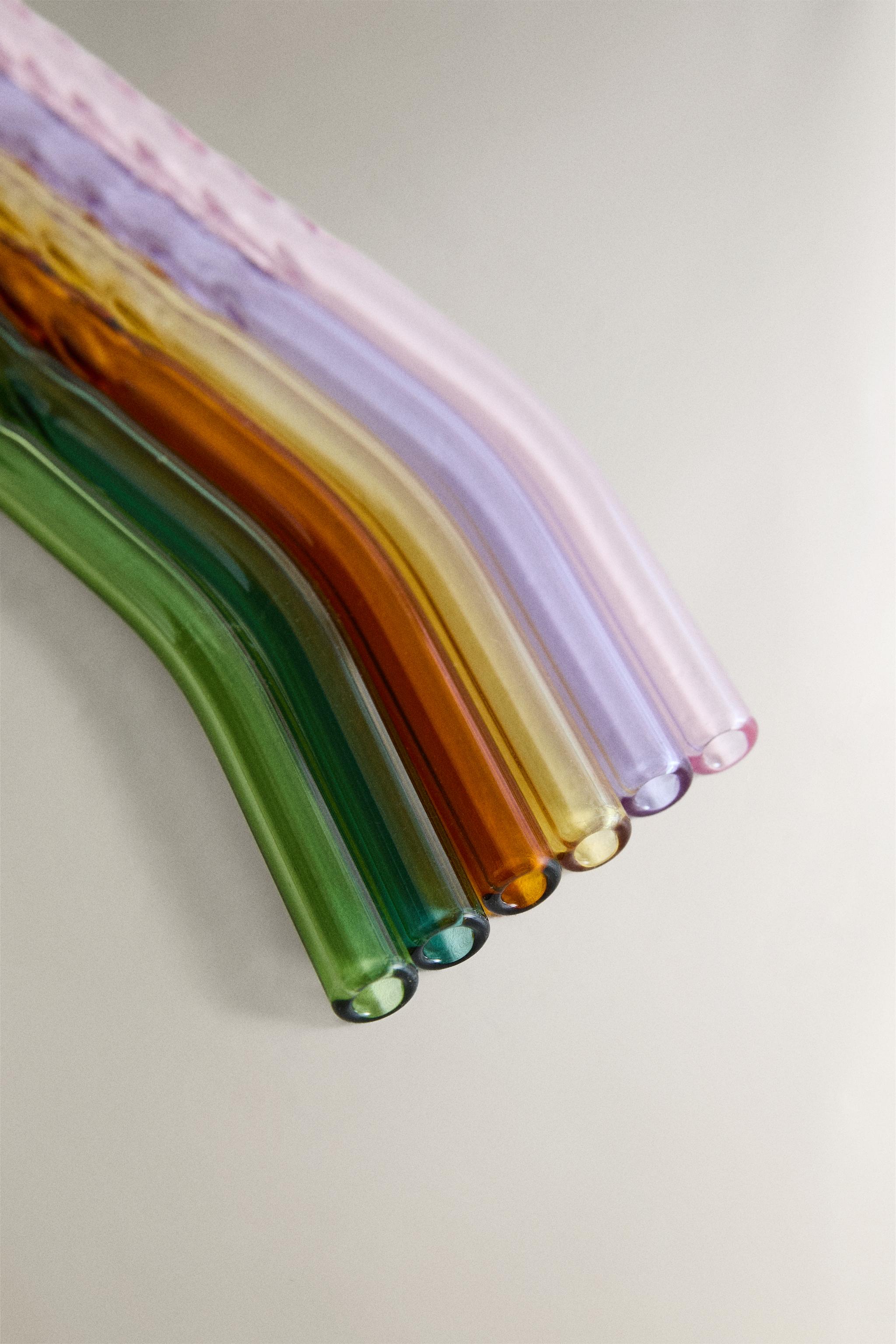 COLOURED BOROSILICATE GLASS STRAW PACK (PACK OF 6)