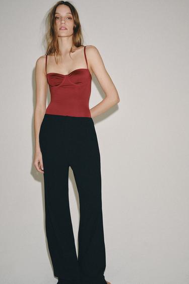 Zara BODI NEGLIŽE STILA OD POLIAMIDA – tamno crvenkastosmeđa