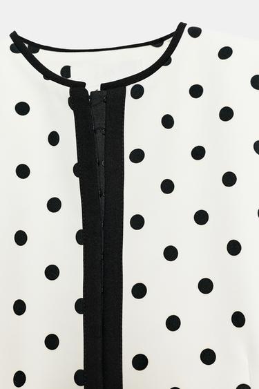 CROPPED DOT BLAZER - Ecru / Black by Zara - Image 7