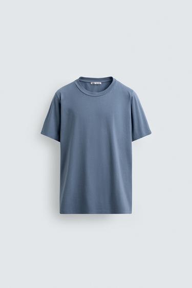Zara BASIC SLIM FIT T-SHIRT - Blue / Gray