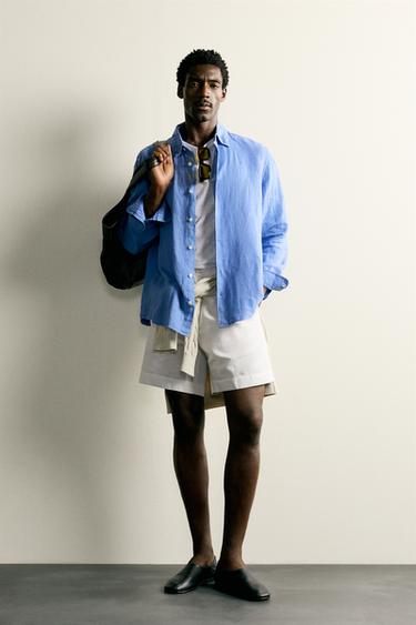 Zara REGULAR FIT TAB SHORTS - White - Image 0