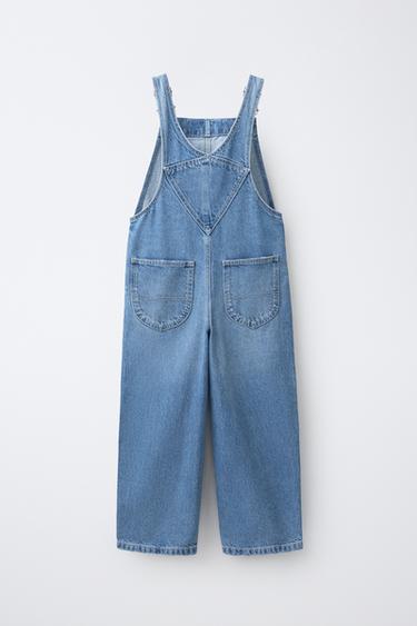 BARREL-LEG DENIM OVERALLS — Blue 2