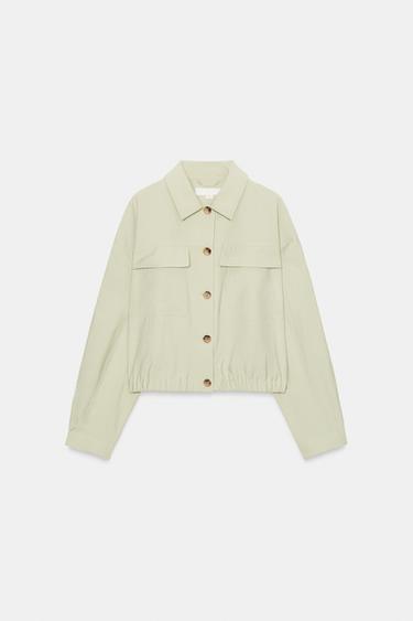 CHAQUETA CORTA BOLSILLOS SOLAPA - Verde agua de Zara