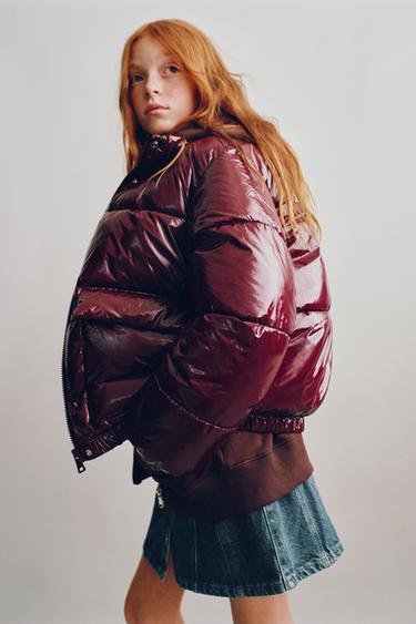 SHINY PUFFER JACKET - Maroon by Zara