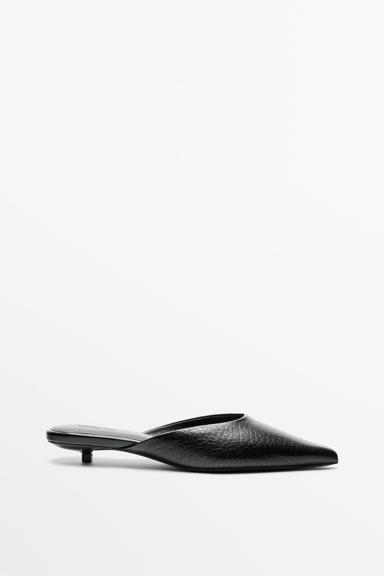 Leather mule heel shoe — Black