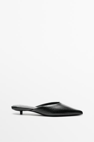 Leather mule heel shoe — Black 1