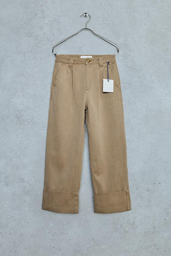 STORIESZ - FLUID WIDE-LEG TROUSERS - Beige by Zara - Image 0