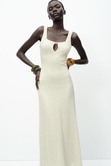 CROCHET MIDI DRESS - Ecru by Zara