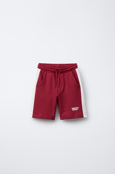 STRIPED T-SHIRT AND SPORTY BERMUDA SHORTS SET - Red by Zara - Image 3