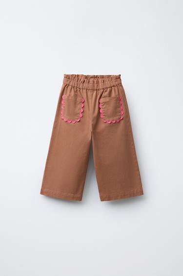 Zara WAVY TRIM CULOTTES - taupe brown
