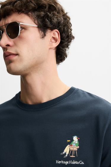 COMBINED PRINT T-SHIRT - Navy blue by Zara - Image 4