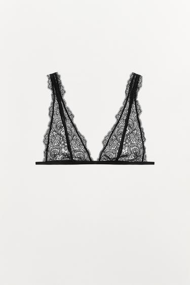 LACE TRIANGLE BRALETTE - Black by Zara