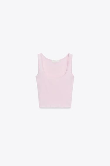 TOP WITH SQUARE NECKLINE - Pink by Zara - Image 6