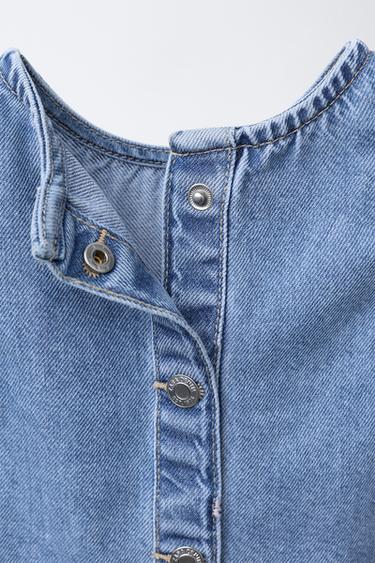 DENIM TOP WITH EMBROIDERED BUTTERFLIES - Light blue by Zara - Image 3
