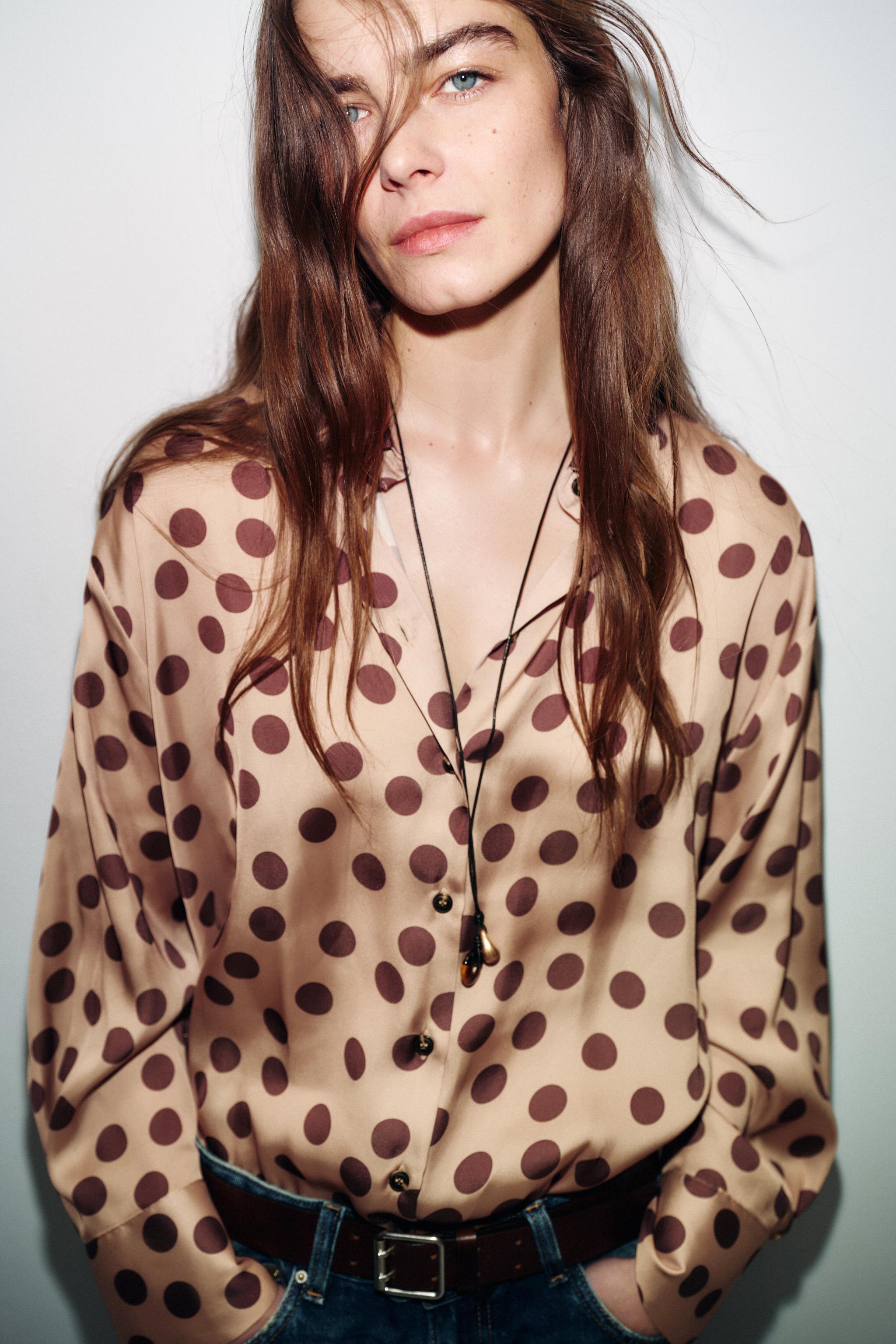 POLKA DOT SATIN EFFECT SHIRT