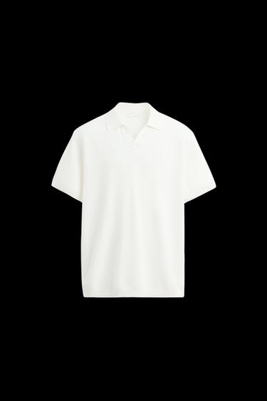 TEXTURED KNIT POLO SHIRT - Ecru by Zara