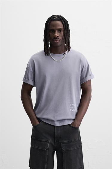 COMBINED PRINT T-SHIRT - Purple by Zara - Image 1