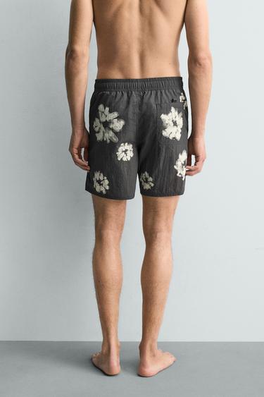 MAILLOT DE BAIN LONG À IMPRIMÉ FLORAL - Gris de Zara - Image 3