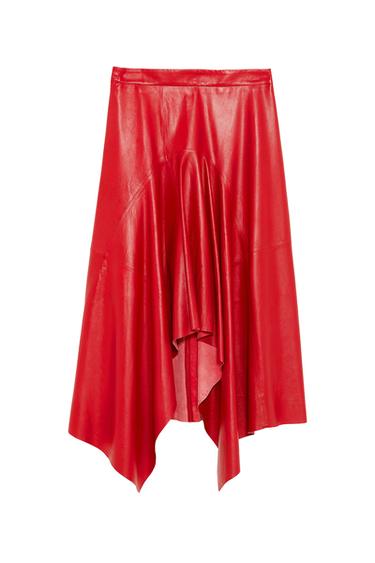 ASYMMETRIC LEATHER SKIRT