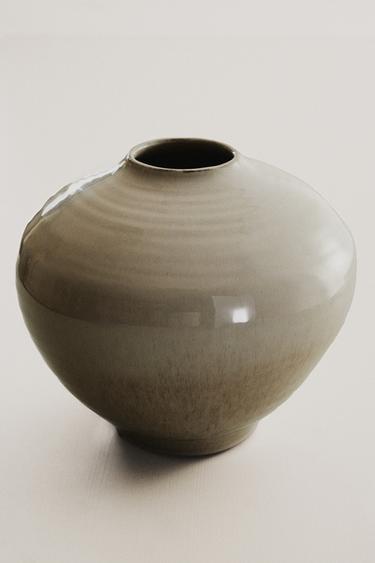 GLASIERTE STEINGUTVASE - Cremefarben von Zara