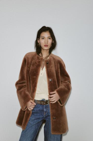 100% REVERSIBLE LEATHER COAT - Brown by Zara