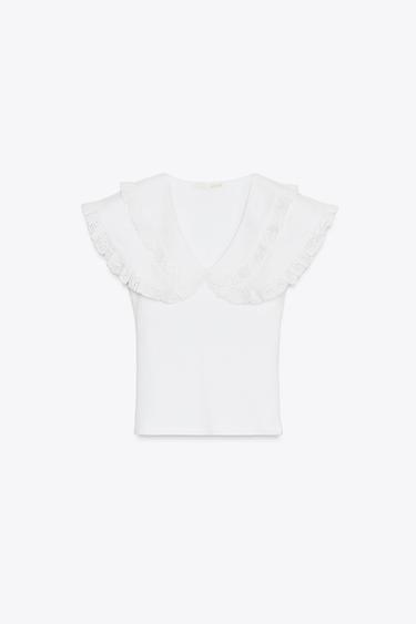 T-SHIRT COL CLAUDINE - Blanc de Zara - Image 2