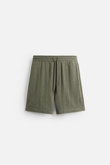 JACQUARD TEXTURED BERMUDA SHORTS - Mid-green by Zara - Image 6
