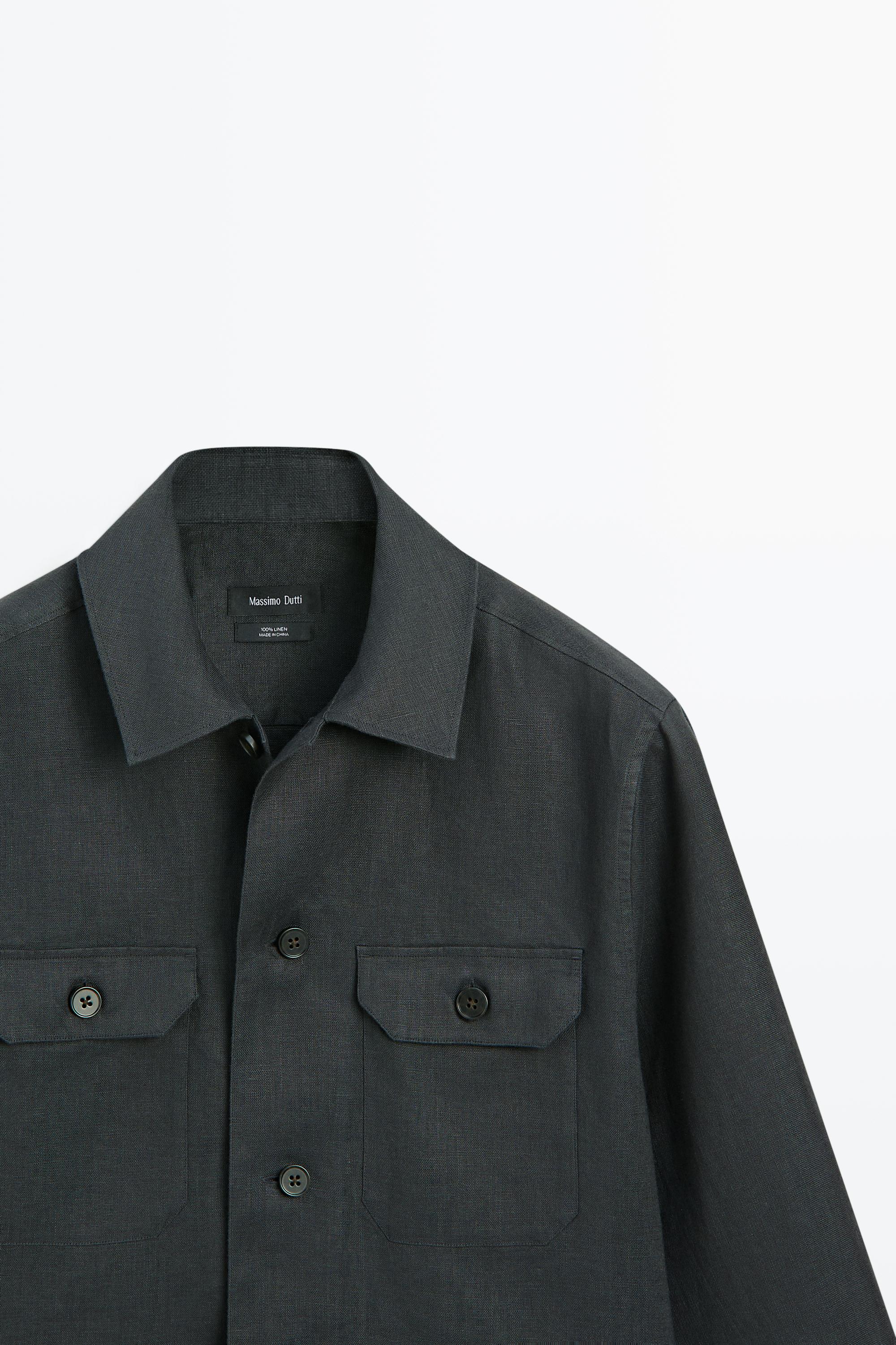 Total look linen overshirt with pockets